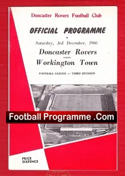 Doncaster Rovers v Workington Town 1966 - football programme