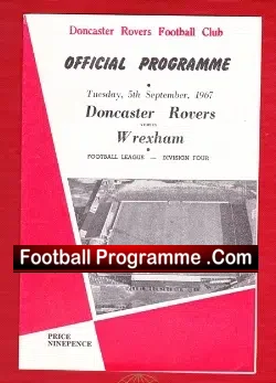 Doncaster Rovers v Wrexham 1967 - football programme