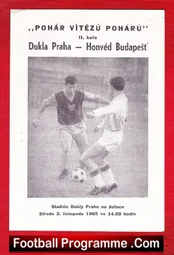 Dukla Prague v Budapest Honved 1965 - Czech football club - football programme