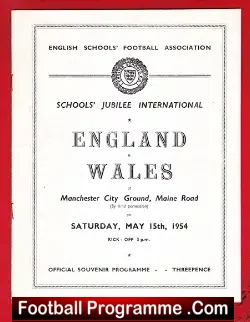 England v Wales 1954 – Schools Match Manchester City Maine Road