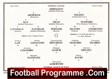 Football League v Italy League 1961 Manchester United OT Charlton Law