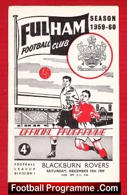 Fulham v Blackburn Rovers 1959 - football programme