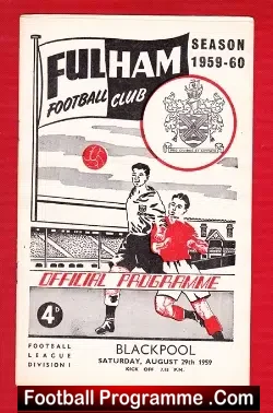 Fulham v Blackpool 1959 - football programme