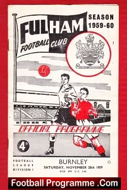 Fulham v Burnley 1959 - football programme