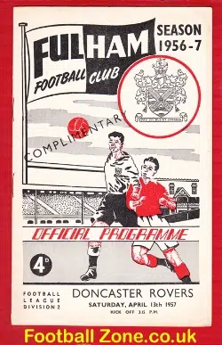 Fulham v Doncaster Rovers 1957 - football programme