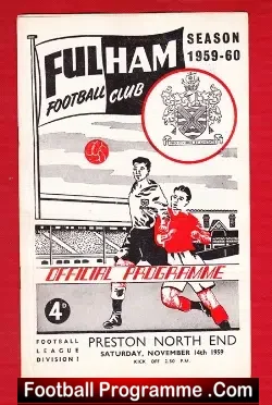 Fulham v Preston 1959 - football programme