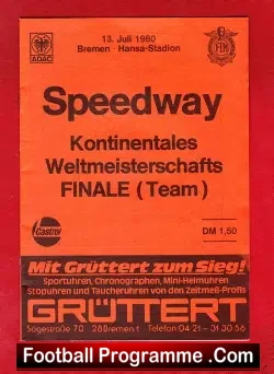Germany Speedway Programme 1980 – Bremen + Article