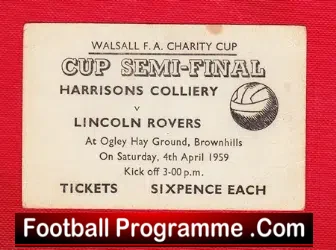 Harrisons Colliery v Lincoln Rovers 1959 – Walsall Charity Cup