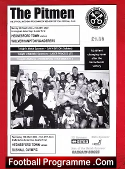 Hednesford Town v Wolves 2004 - Birmingham Senior Cup Semi Final - football programme