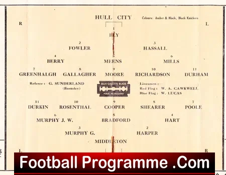 Hull City v Bradford City 1947 – 1940s Football Programme