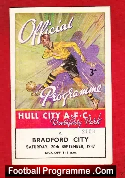 Hull City v Bradford City 1947 – 1940s Football Programme