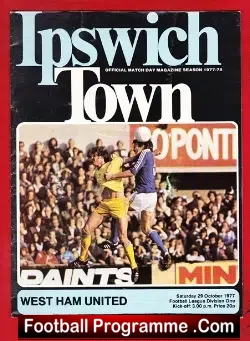 Ipswich Town v West Ham United 1977 - football programme