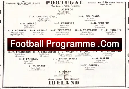 Ireland v Portugal 1947 – at Dalymount Park – Dublin