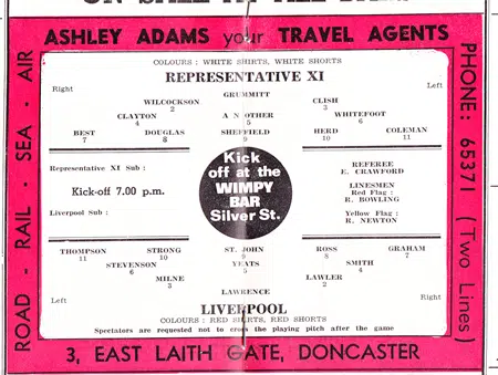 John Nicholson Benefit Memorial Benefit Doncaster Rovers 1966