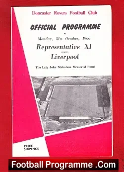 John Nicholson Benefit Memorial Benefit Doncaster Rovers 1966 - football programme