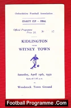 Kidlington v Witney Town 1952 - Charity Cup Final Oxford - football programme