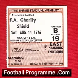 Liverpool v Southampton 1976 – Charity Shield Ticket