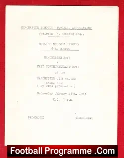 Manchester Boys v East Northumberland 1964 – at Man City