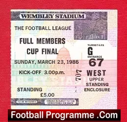 Manchester City v Chelsea 1986 – Full Members Cup Final Ticket