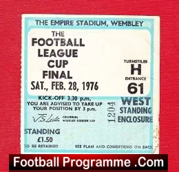Manchester City v Newcastle United 1976 League Cup Final Ticket