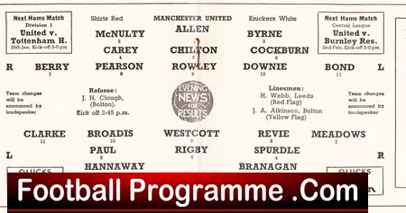 Manchester United v Manchester City 1952 – 1950s Programme