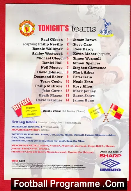 Manchester United v Tottenham 1995 - Youth Cup Final Second Leg