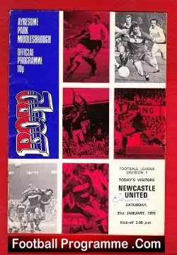 Middlesbrough v Newcastle United 1976 – Multi Autographed