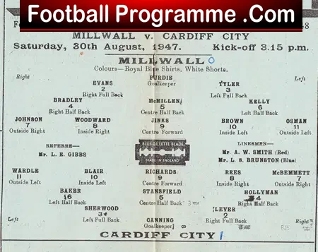 Millwall v Cardiff City 1947