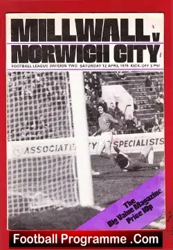Millwall v Norwich City 1975 – Multi Autographed Signed
