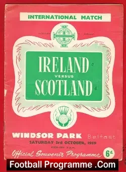 Northern Ireland v Scotland 1959 - Belfast - NI - football programme