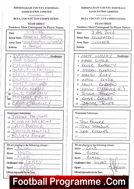 Nuneaton Borough v Wolves 2006 – Birmingham Senior Cup