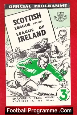 Scottish League v League Of Ireland 1954 - at Shawfield Park - football programme