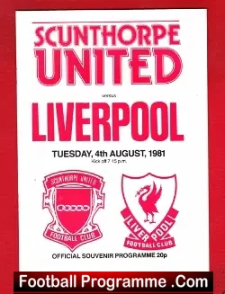 Scunthorpe United v Liverpool 1981 - football programme