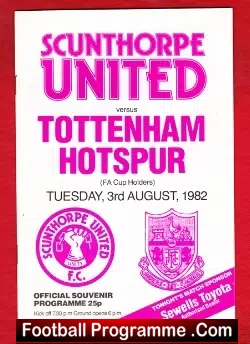 Scunthorpre United v Tottenham 1982 - football programme