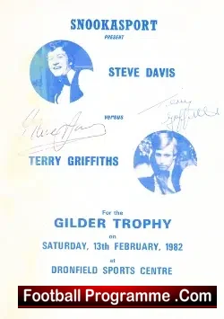 Snooker - Steve Davis v Terry Griffiths 1982 - Signed Autograph - signed programme