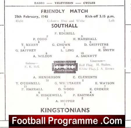 Southall v Kingstonians 1948 – Friendly Match