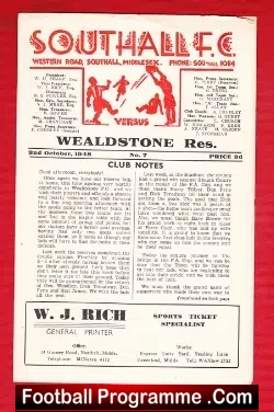 Southall v Wealdstone 1948 – Reserves Match