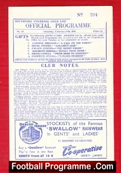 Southport v Mansfield Town 1954 - football programme