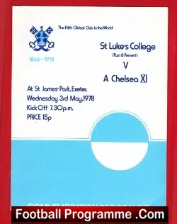 St Lukes College v Chelsea X1 1978 - Charity Match - football programme