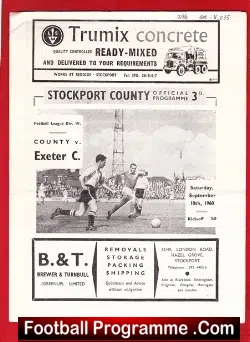 Stockport County v Exeter City 1960 - football programme