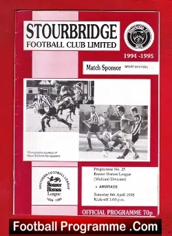 Stourbridge v Armitage 1995 - football programme
