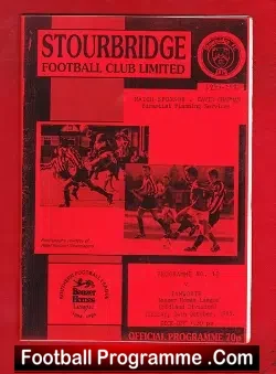 Stourbridge v Tamworth 1995 - football programme