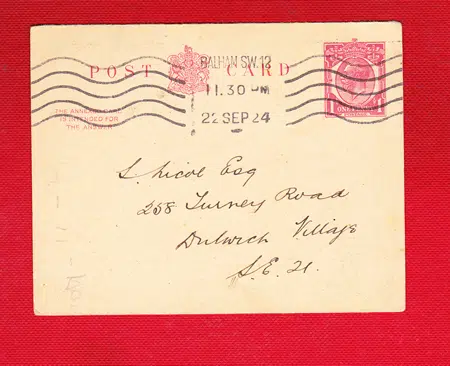 Surrey County Football Association Team Selection Card 1924