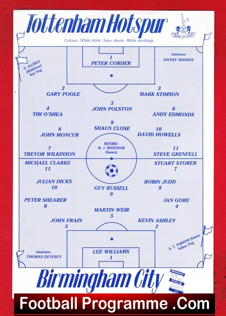Tottenham Hotspur v Birmingham City 1985 – Youth Cup – Moncur