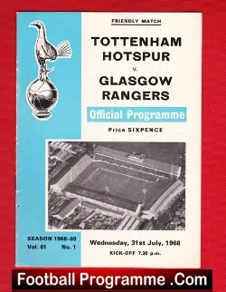 Tottenham Hotspur v Glasgow Rangers 1968 – Friendly Game