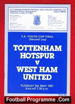 Tottenham Hotspur v West Ham United 1981 – FA Youth Cup Final