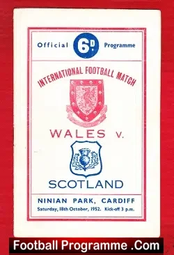 Wales v Scotland 1952 - Ninian Park Cardiff - football programme