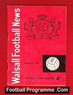 Walsall v Southend United 1960 - football programme