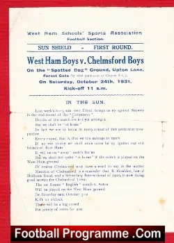 West Ham Boys v Chelmsford Boys 1931 – Rare 1930s Clapton