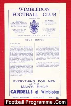 Wimbledon v Tooting Mitcham United 1956